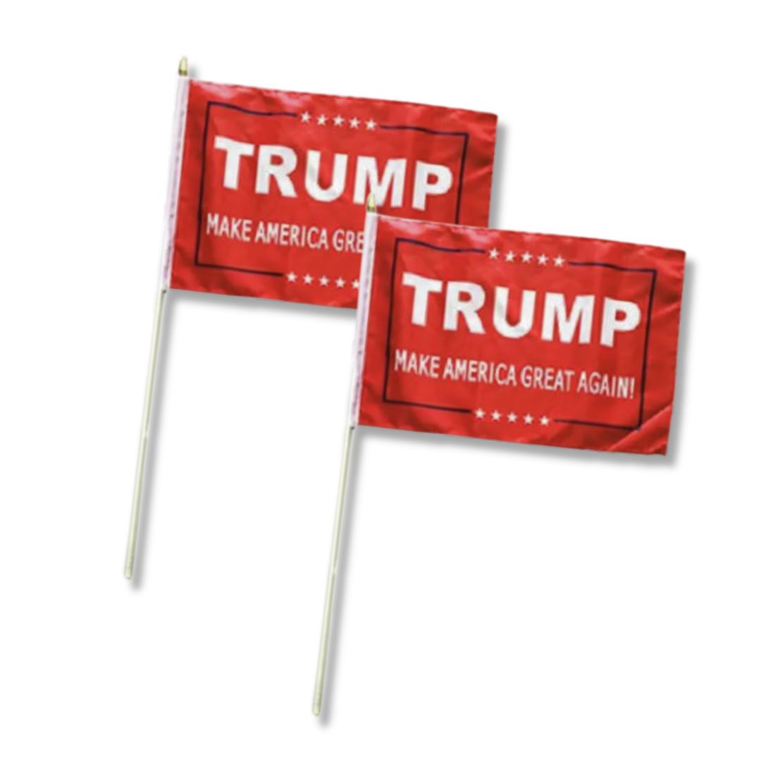 Trump Vance 2024 Make America Great Again Stick Flags (Red 2 Pack)