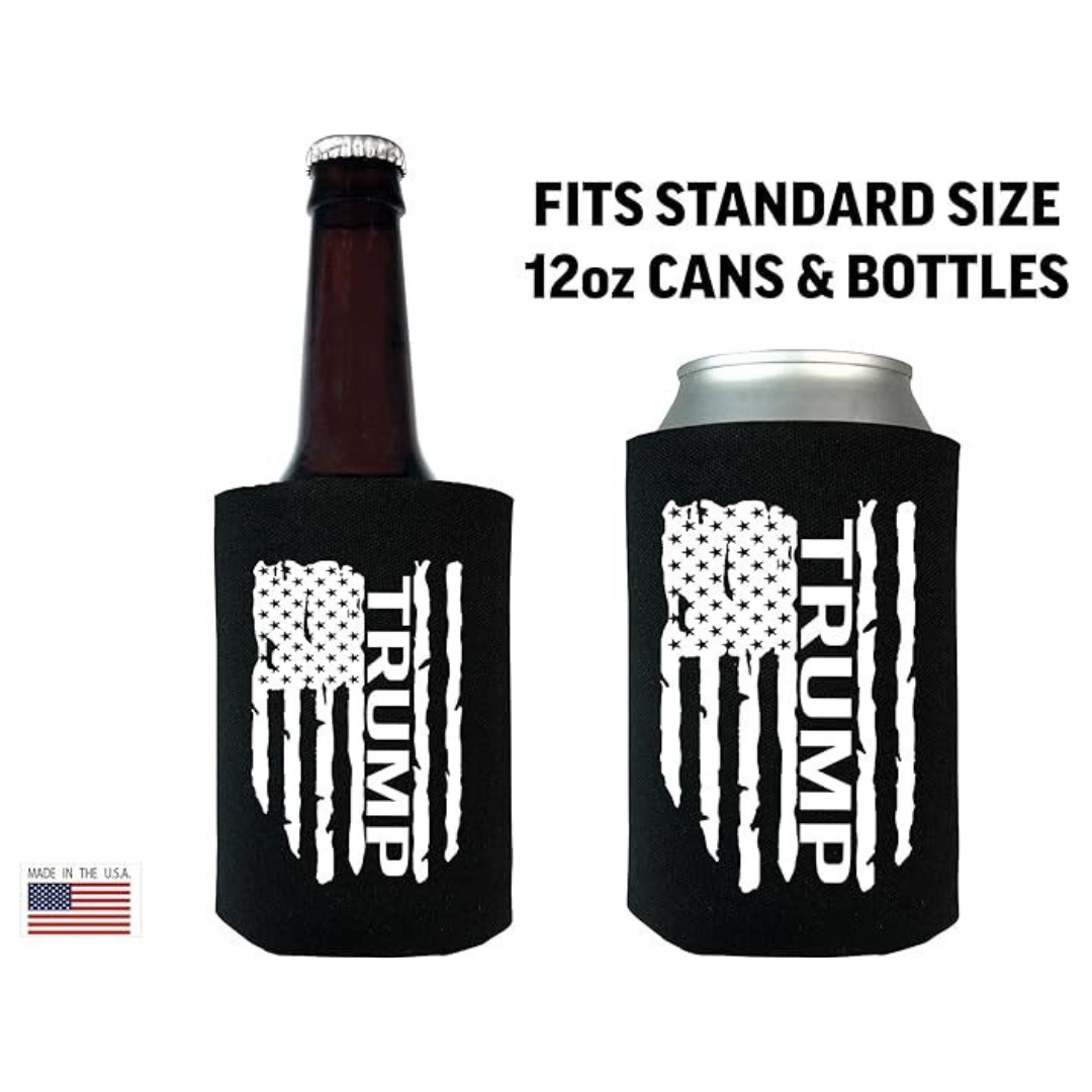 Trump American Flag (Black & White) Can Cooler