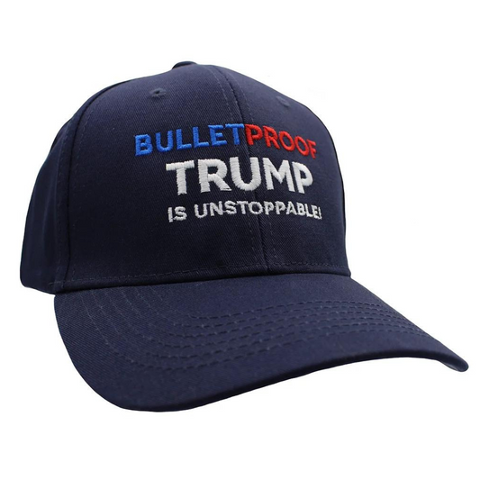 Bullet Proof: Trump Is Unstoppable Custom Embroidered Hat (Navy)