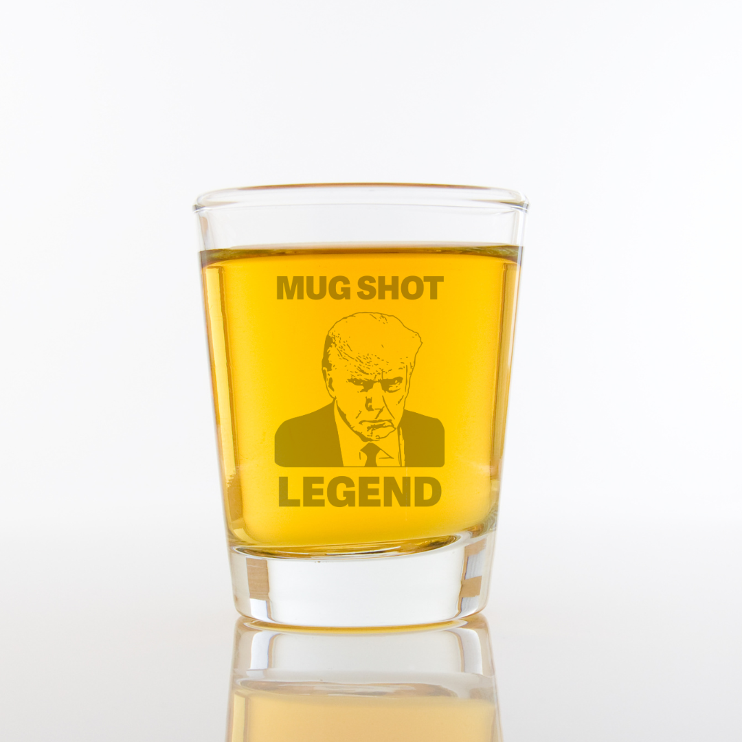 Trump Legend Mugshot Shot Glass (Etched)