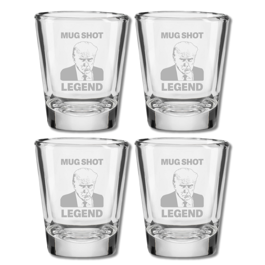 Trump Legend Mugshot Shot Glass (Etched)