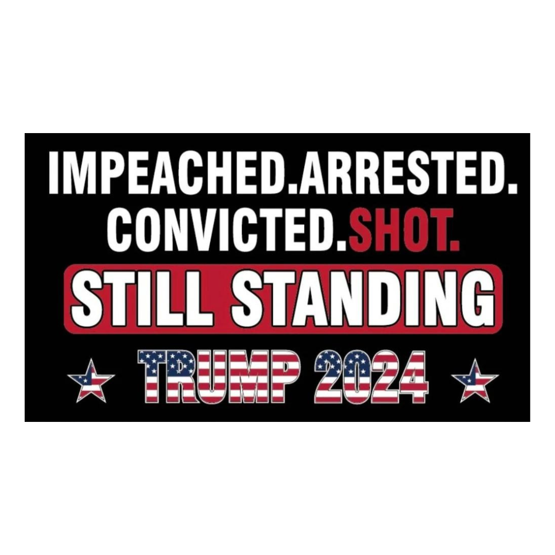 Impeached. Arrested. Convicted. Shot. Still Standing. Trump 2024 3'x5' Flag