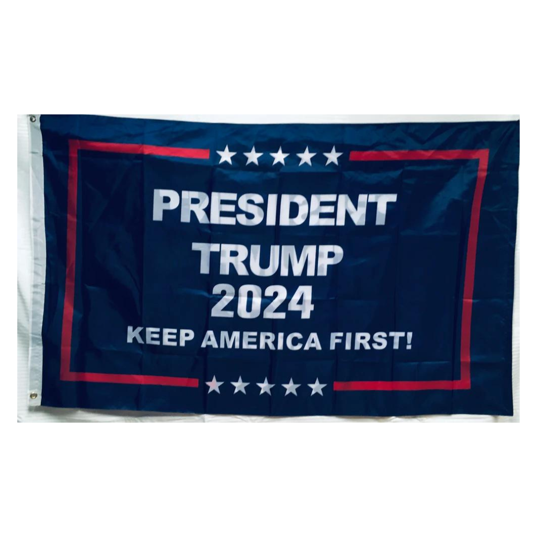 President Trump 2024 Keep America First 3'x5' Flag (Double Sided)